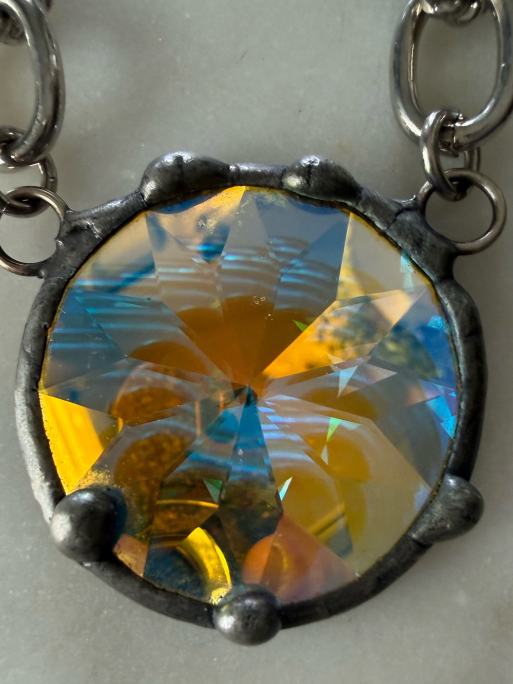 Art by Amy Silver Chain Necklace with AB Pendant New - Picture 3 of 6